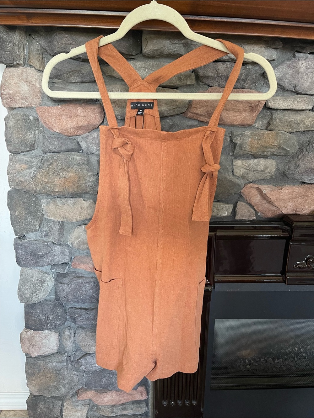 Miu Muse Rust Orange Tie-Strap Romper
